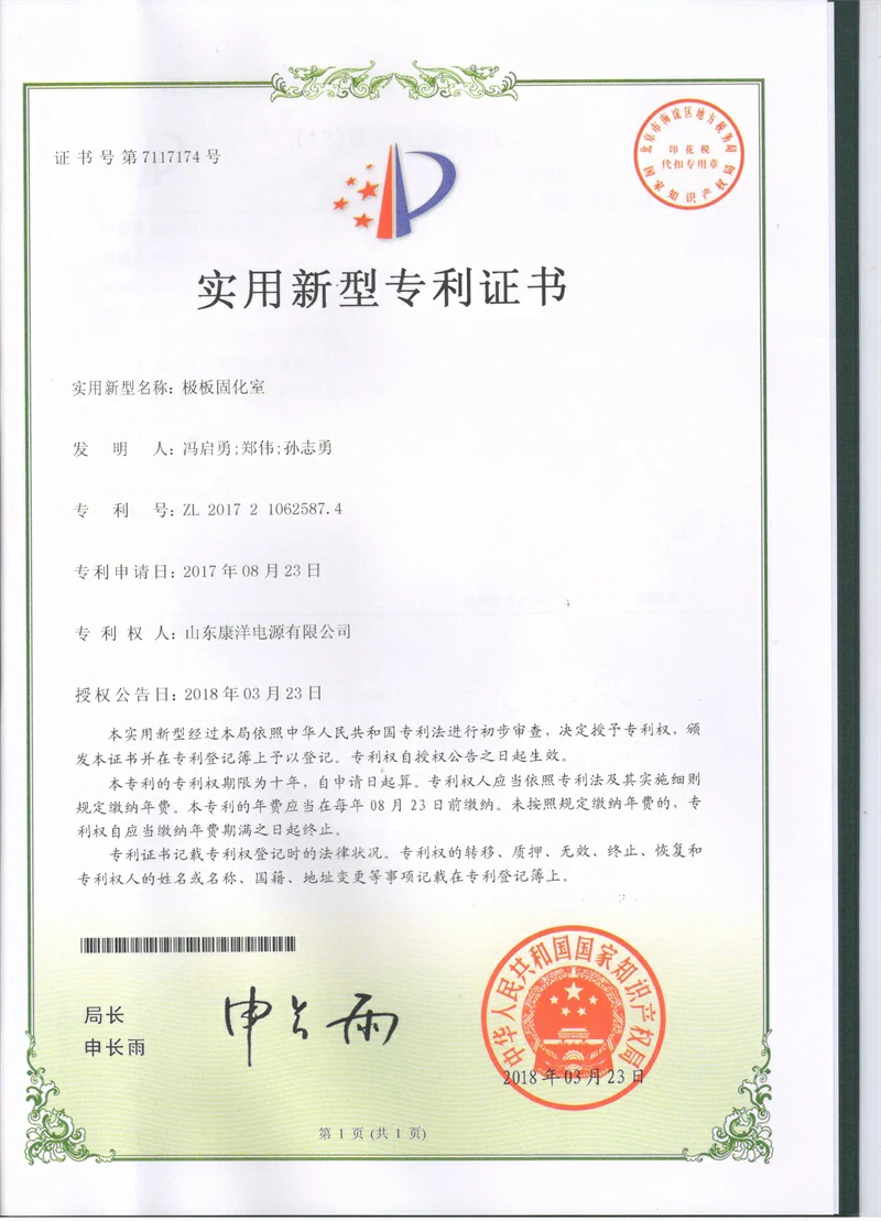 Patent certificate 14